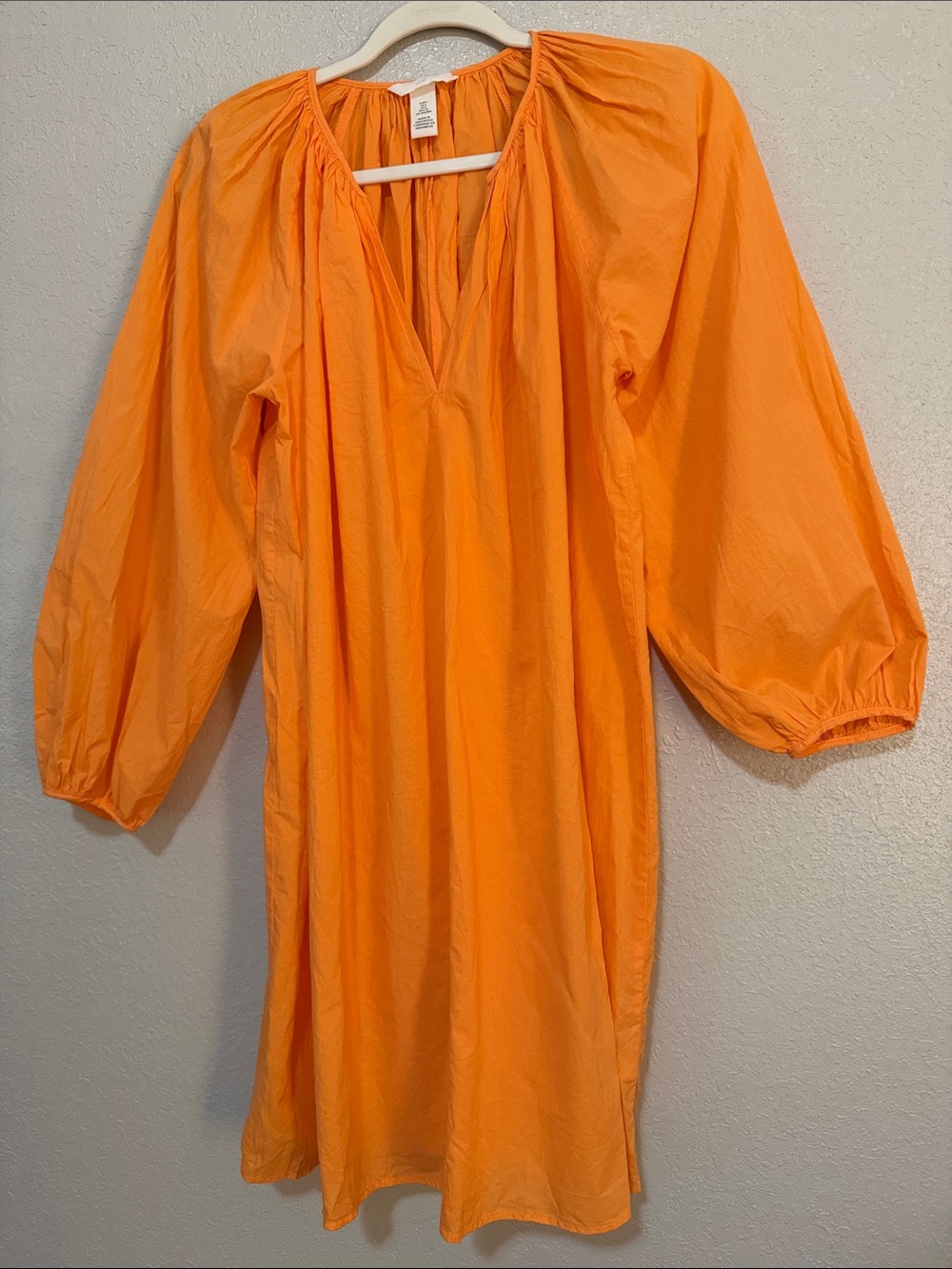 Bright Orange Long-Sleeve Balloon Dress
